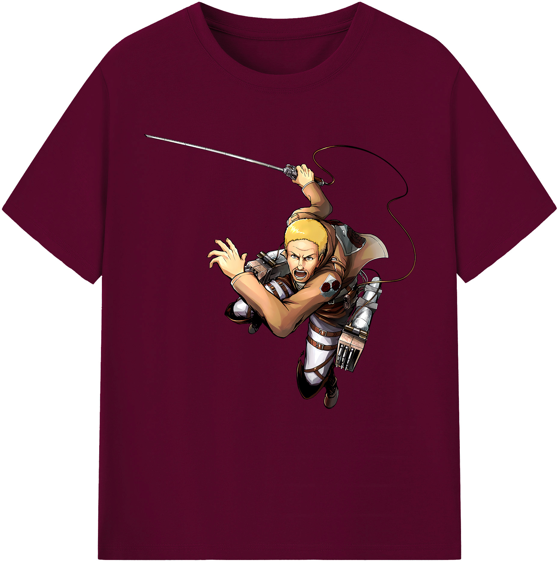 （画像用） 進撃の巨人 ハンネス Attack on Titan Hannes レディースカジュアルプリントTシャツ（綿100％）